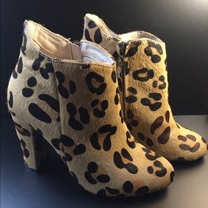 Calf hair leopard booties
